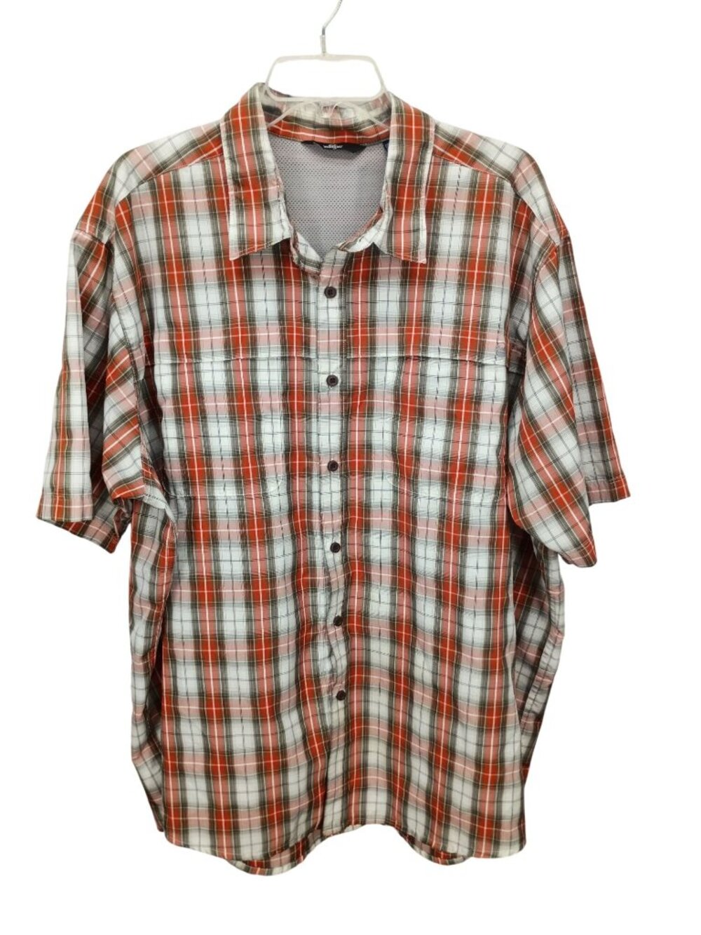 Wrangler Mens Red Plaid Short Sleeve Button-Up Shirt With Mesh Lining Size XL